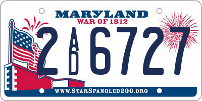 MD license plate 2AD6727