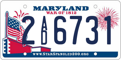 MD license plate 2AD6731