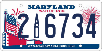 MD license plate 2AD6734