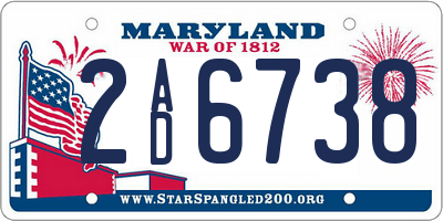 MD license plate 2AD6738
