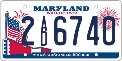 MD license plate 2AD6740