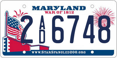 MD license plate 2AD6748