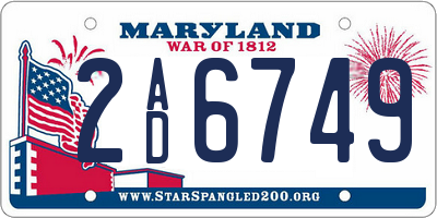 MD license plate 2AD6749