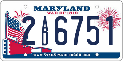MD license plate 2AD6751