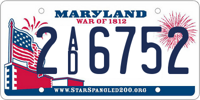 MD license plate 2AD6752