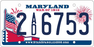 MD license plate 2AD6753