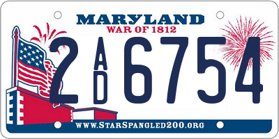 MD license plate 2AD6754