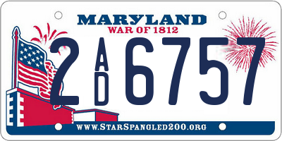 MD license plate 2AD6757