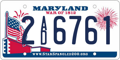 MD license plate 2AD6761