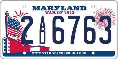 MD license plate 2AD6763