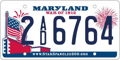 MD license plate 2AD6764
