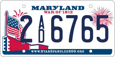 MD license plate 2AD6765