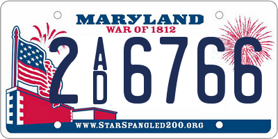 MD license plate 2AD6766
