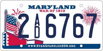 MD license plate 2AD6767