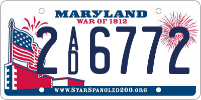 MD license plate 2AD6772