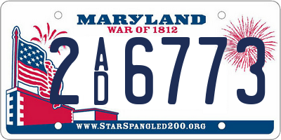 MD license plate 2AD6773