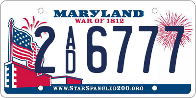 MD license plate 2AD6777