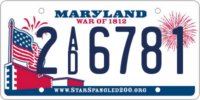 MD license plate 2AD6781