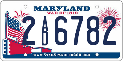 MD license plate 2AD6782