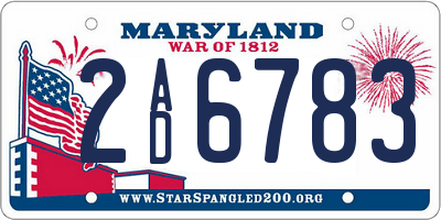 MD license plate 2AD6783