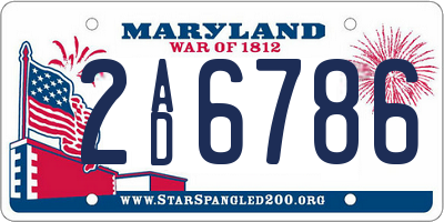 MD license plate 2AD6786
