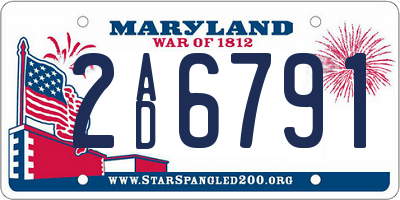 MD license plate 2AD6791