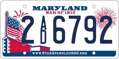 MD license plate 2AD6792