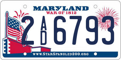 MD license plate 2AD6793