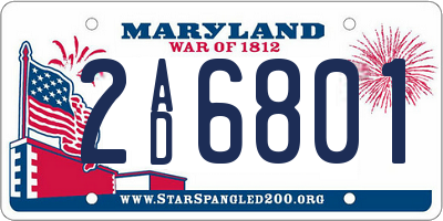 MD license plate 2AD6801