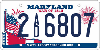 MD license plate 2AD6807
