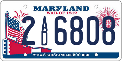 MD license plate 2AD6808