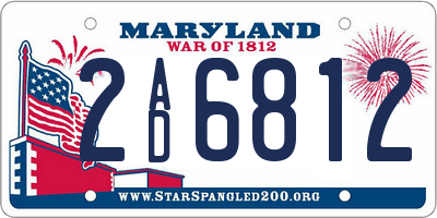 MD license plate 2AD6812
