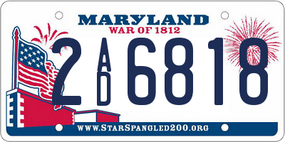 MD license plate 2AD6818