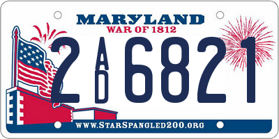 MD license plate 2AD6821