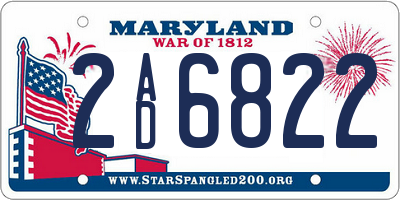 MD license plate 2AD6822