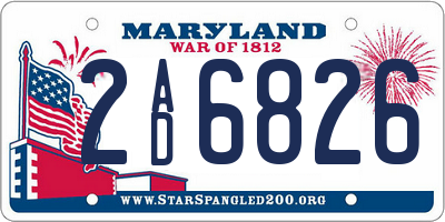 MD license plate 2AD6826