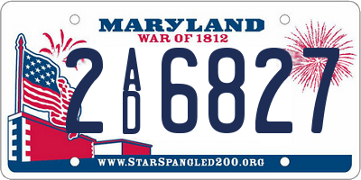 MD license plate 2AD6827