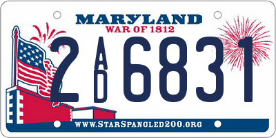 MD license plate 2AD6831