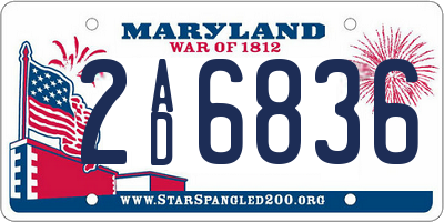 MD license plate 2AD6836