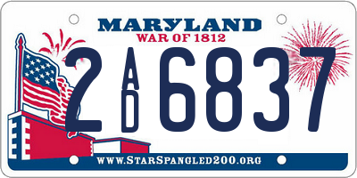 MD license plate 2AD6837