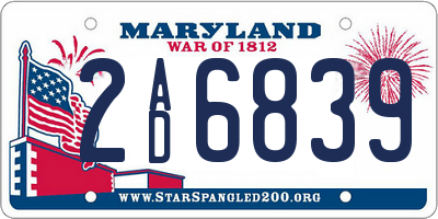 MD license plate 2AD6839