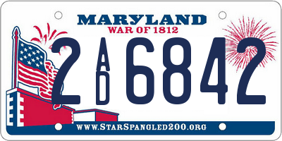 MD license plate 2AD6842