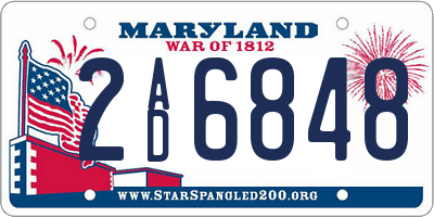 MD license plate 2AD6848