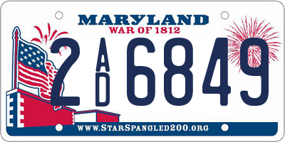 MD license plate 2AD6849