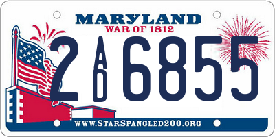 MD license plate 2AD6855