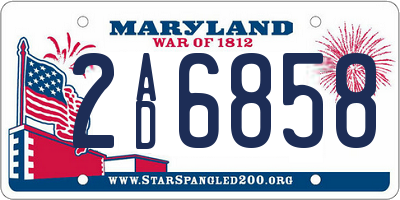 MD license plate 2AD6858