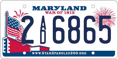 MD license plate 2AD6865