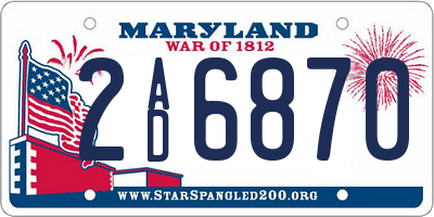 MD license plate 2AD6870