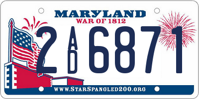 MD license plate 2AD6871