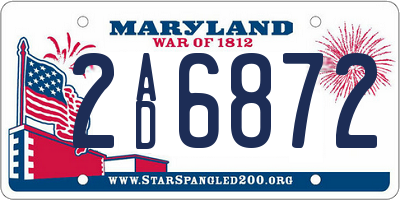 MD license plate 2AD6872